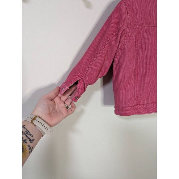 Kids Pink Corduroy Sherpa Lined Button Down Jacket - Size 4T - Picture 4 of 5